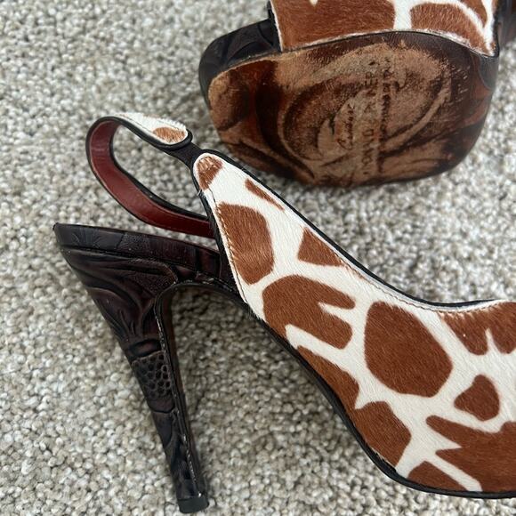 Donald J. Pliner Vintage Y2K Giraffe Print Calf Hair Platform Heels Size 6 - Picture 2 of 12